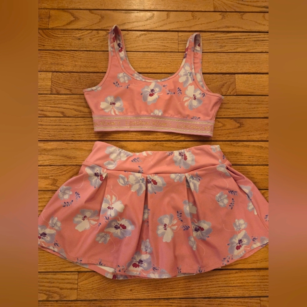 LoveShackFancy Baby Pink Clouds Sports Bra & Skort (Skirt /Shorts) XL Worn Once